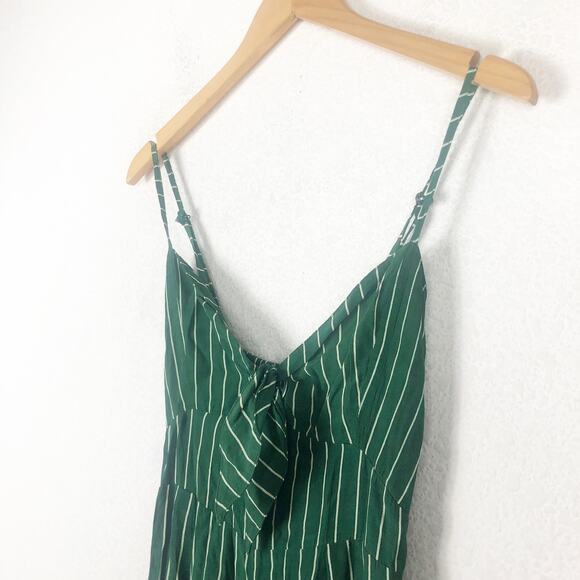Faithfull The Brand Presley Jumpsuit Size Small Green Striped Tie-Front Wide-Leg - Picture 7 of 13